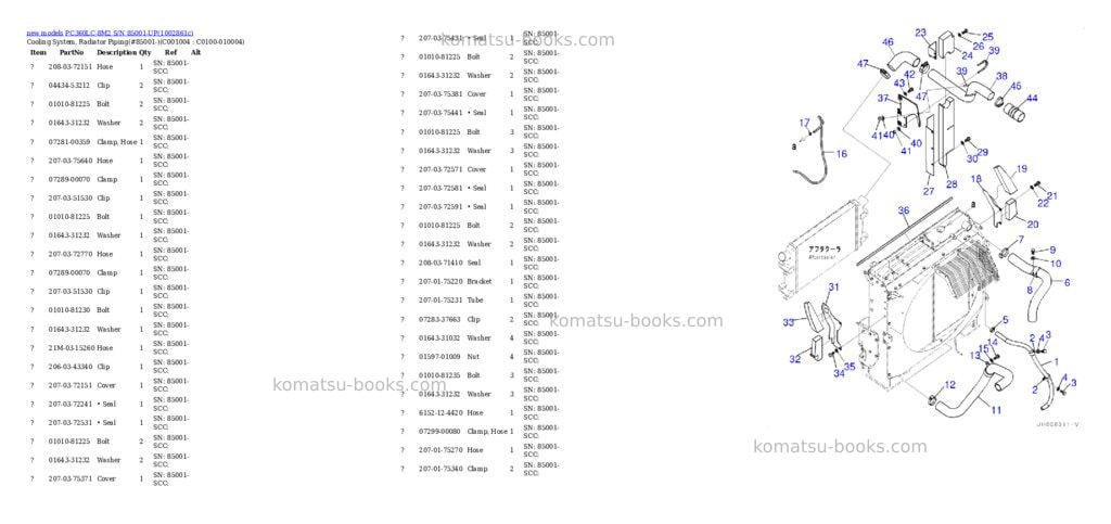Komatsu PC360LC-8M2 S/N 85001-UP Parts catalog cover Page 2 Komatsu PC360LC-8M2 S/N 85001-UP Parts catalog cover Page 2
