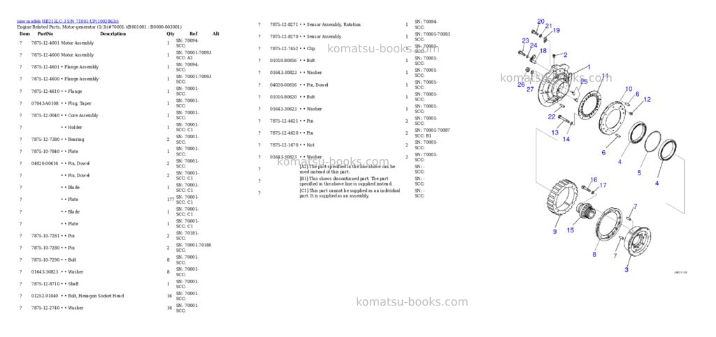 Komatsu HB215LC-3 S/N 71001-UP Parts catalog cover