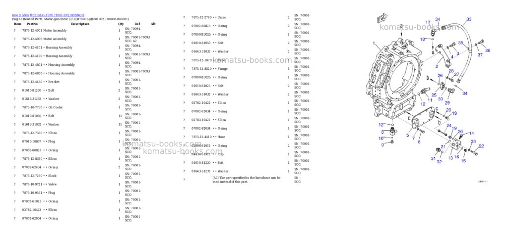 Komatsu HB215LC-3 S/N 71001-UP Parts catalog cover Page 2