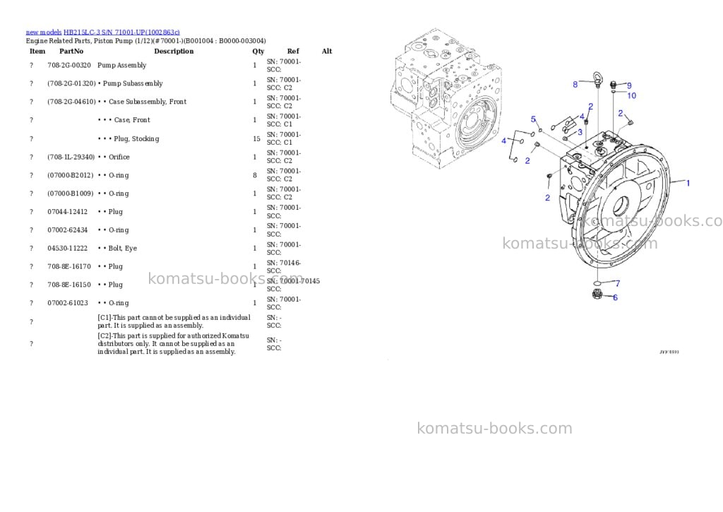 Komatsu HB215LC-3 S/N 71001-UP Parts catalog cover Page 4
