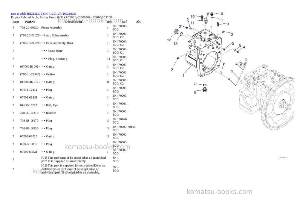 Komatsu HB215LC-3 S/N 71001-UP Parts catalog cover Page 9