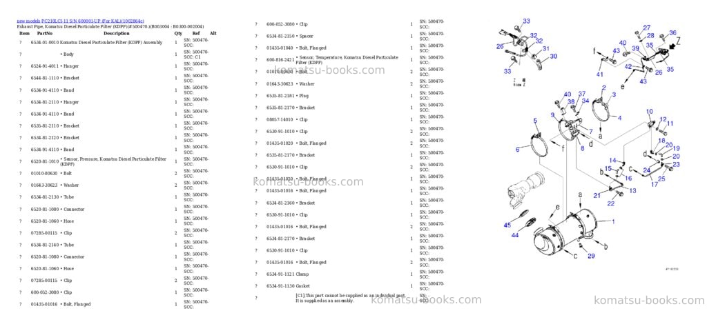 Komatsu PC210LCI-11 S/N 600001-UP (For KAL) Parts catalog cover Page 10