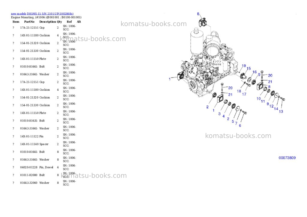 Komatsu D85MS-15 S/N 2101-UP Parts catalog cover