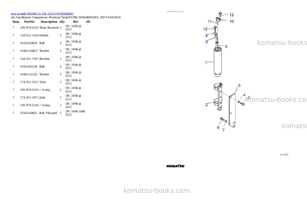 Komatsu D85MS-15 S/N 2101-UP Parts catalog cover Page 9