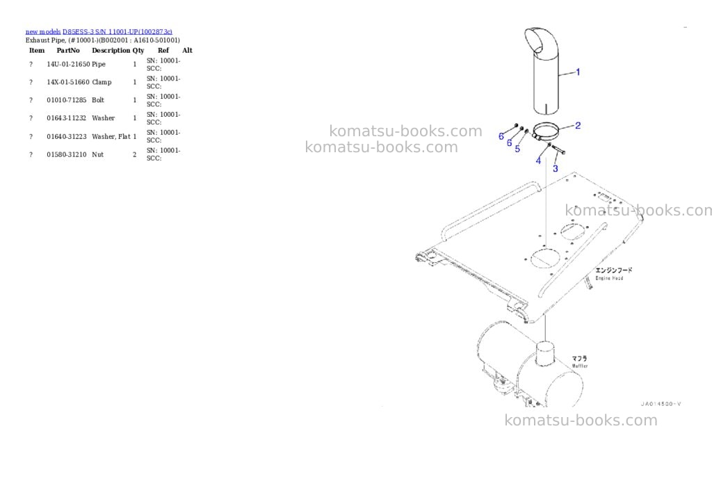 Komatsu D85ESS-3 S/N 11001-UP Parts catalog cover Page 4