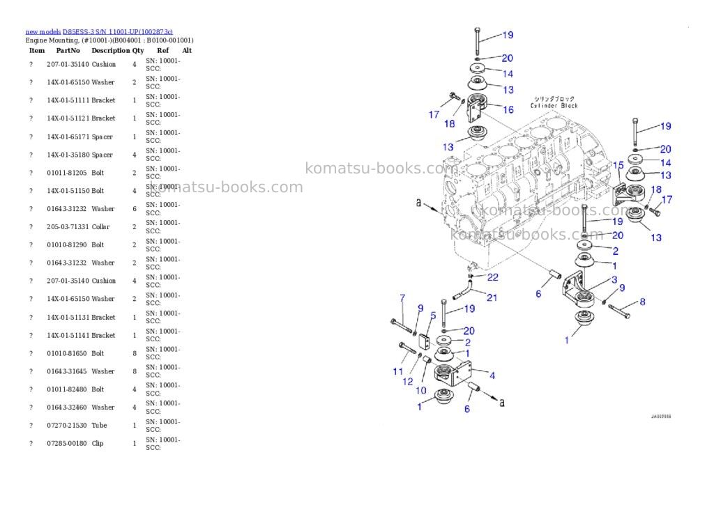 Komatsu D85ESS-3 S/N 11001-UP Parts catalog cover Page 6