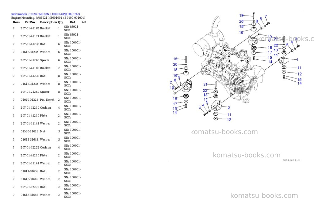 Komatsu PC220-8M0 S/N 110001-UP Parts catalog cover Komatsu PC220-8M0 S/N 110001-UP Parts catalog cover