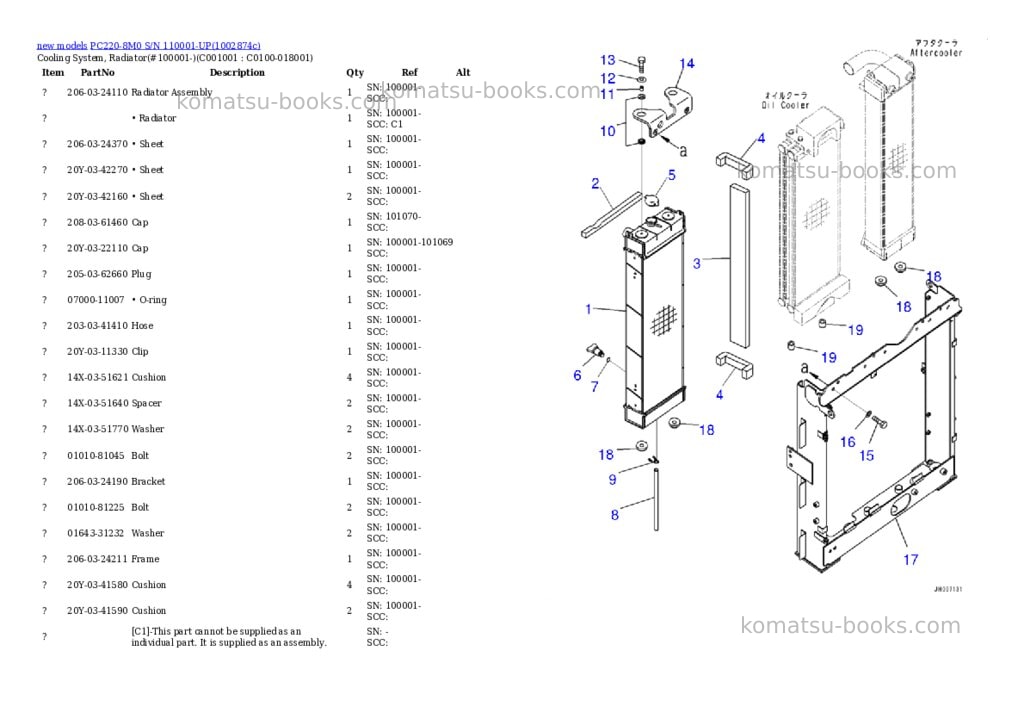 Komatsu PC220-8M0 S/N 110001-UP Parts catalog cover Page 7 Komatsu PC220-8M0 S/N 110001-UP Parts catalog cover Page 7