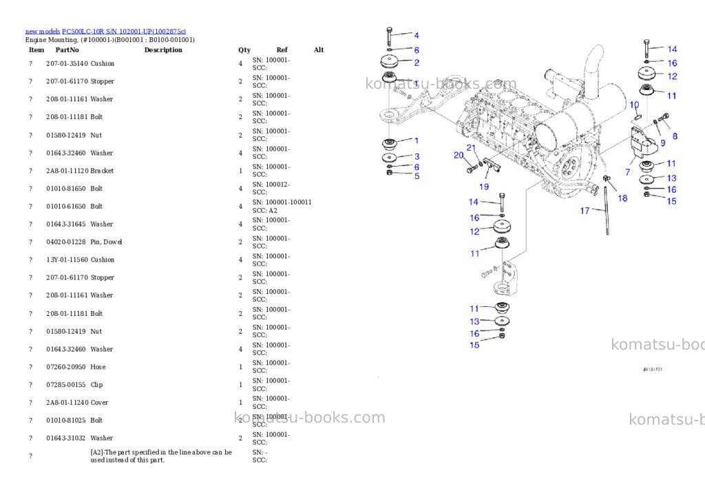Komatsu PC500LC-10R S/N 102001-UP Parts catalog cover Komatsu PC500LC-10R S/N 102001-UP Parts catalog cover