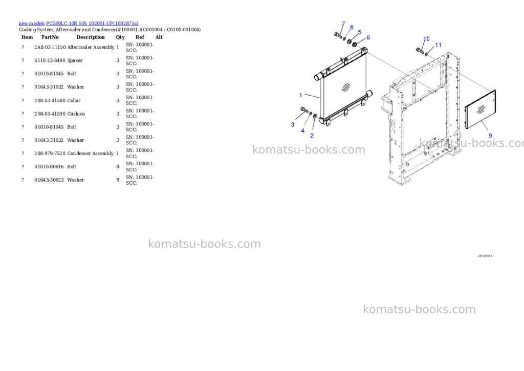 Komatsu PC500LC-10R S/N 102001-UP Parts catalog cover Page 10 Komatsu PC500LC-10R S/N 102001-UP Parts catalog cover Page 10