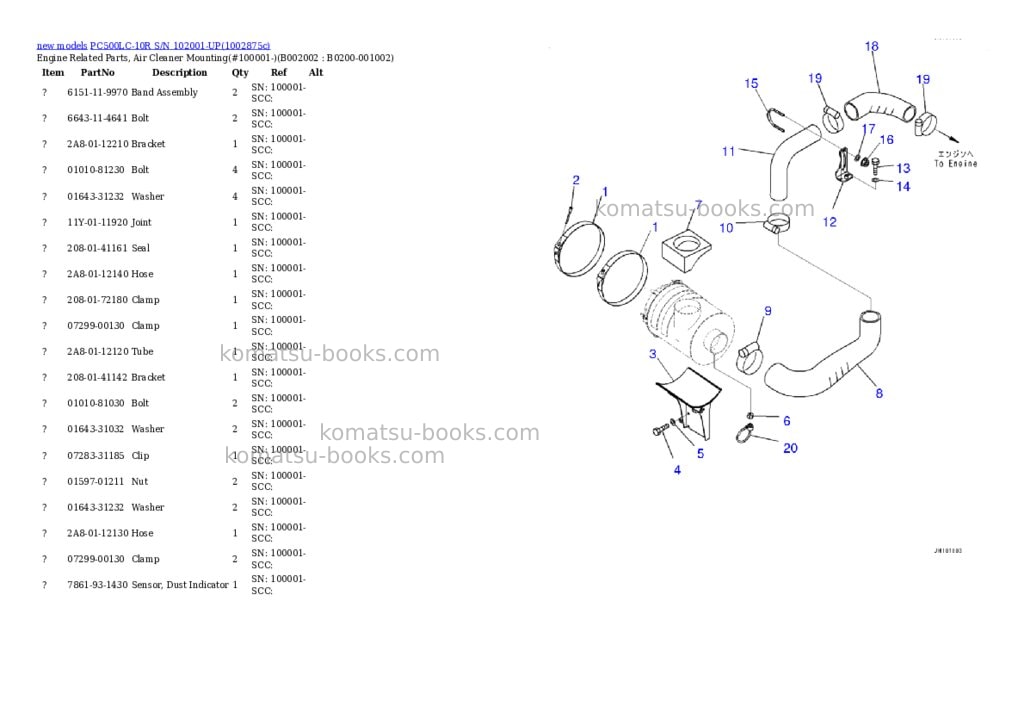 Komatsu PC500LC-10R S/N 102001-UP Parts catalog cover Page 3 Komatsu PC500LC-10R S/N 102001-UP Parts catalog cover Page 3
