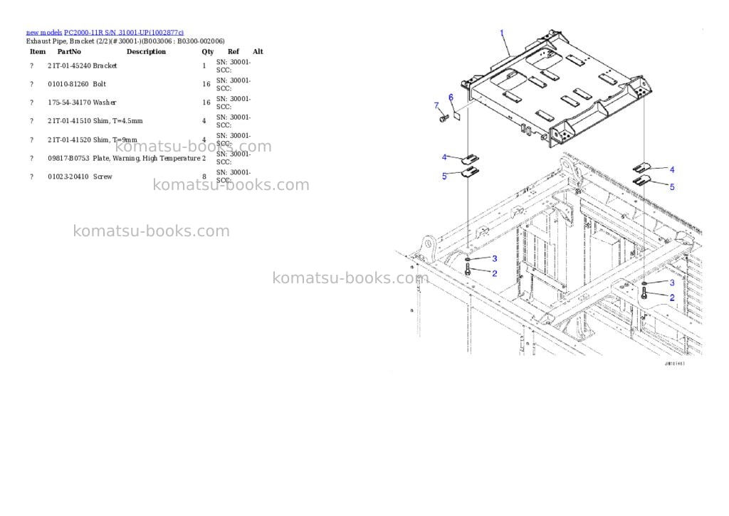 Komatsu PC2000-11R S/N 31001-UP Parts catalog cover Page 10 Komatsu PC2000-11R S/N 31001-UP Parts catalog cover Page 10
