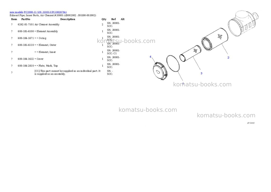 Komatsu PC2000-11 S/N 31001-UP Parts catalog cover Page 4 Komatsu PC2000-11 S/N 31001-UP Parts catalog cover Page 4
