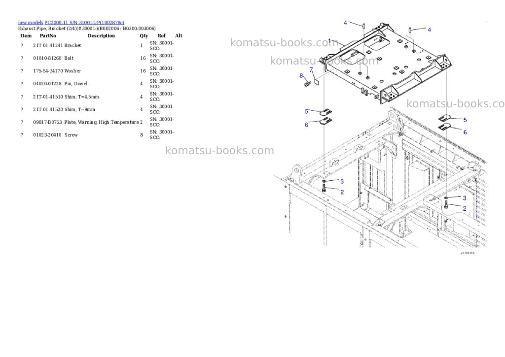 Komatsu PC2000-11 S/N 31001-UP Parts catalog cover Page 8 Komatsu PC2000-11 S/N 31001-UP Parts catalog cover Page 8