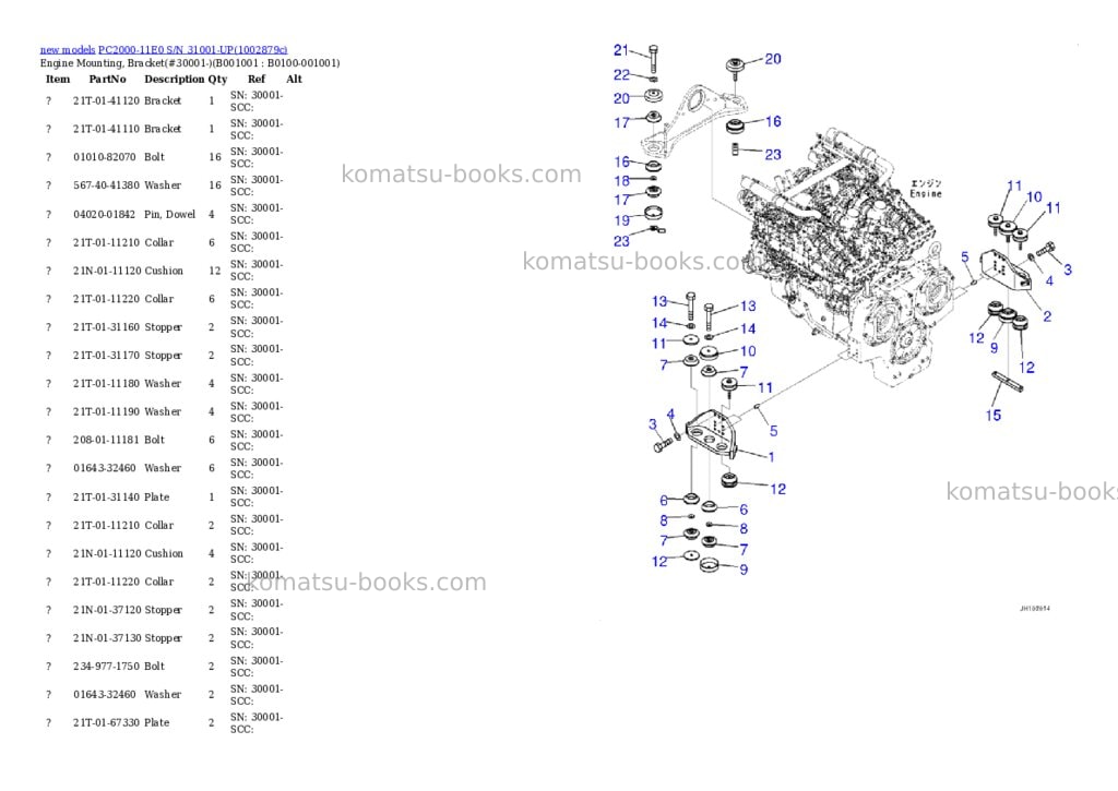 Komatsu PC2000-11E0 S/N 31001-UP Parts catalog cover Komatsu PC2000-11E0 S/N 31001-UP Parts catalog cover