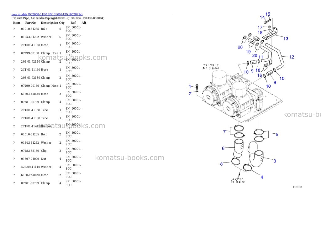 Komatsu PC2000-11E0 S/N 31001-UP Parts catalog cover Page 6 Komatsu PC2000-11E0 S/N 31001-UP Parts catalog cover Page 6