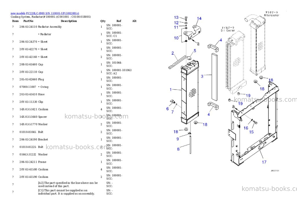 Komatsu PC220LC-8M0 S/N 110001-UP Parts catalog cover Page 3 Komatsu PC220LC-8M0 S/N 110001-UP Parts catalog cover Page 3