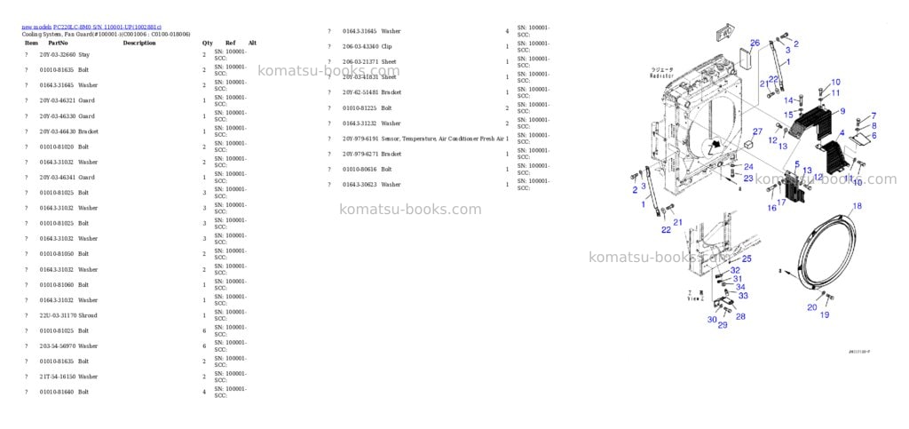 Komatsu PC220LC-8M0 S/N 110001-UP Parts catalog cover Page 8 Komatsu PC220LC-8M0 S/N 110001-UP Parts catalog cover Page 8