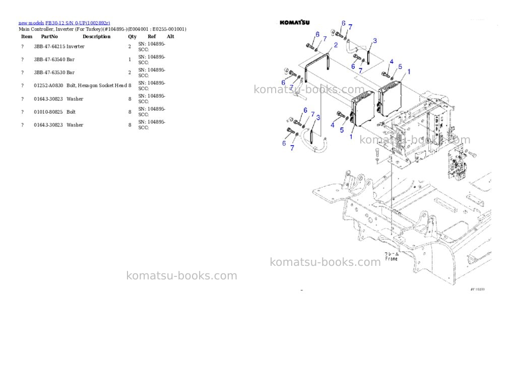 Komatsu FB30-12 S/N 0-UP Parts catalog cover Page 9