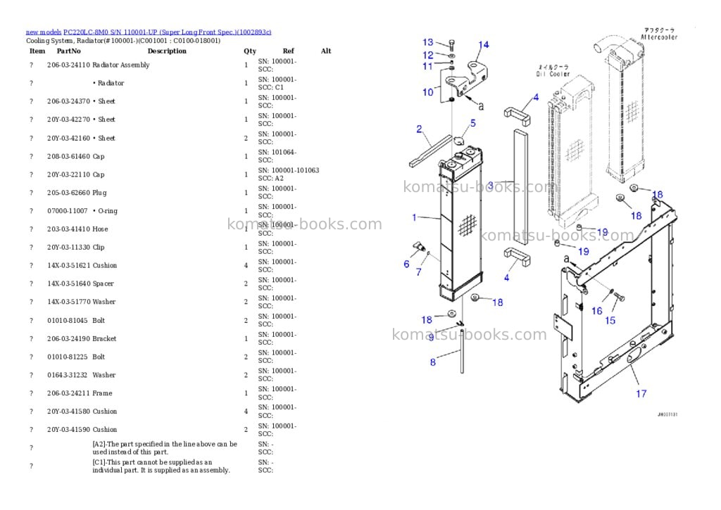 Komatsu PC220LC-8M0 S/N 110001-UP (Super Long Front Spec.) Parts catalog cover Page 6 Komatsu PC220LC-8M0 S/N 110001-UP (Super Long Front Spec.) Parts catalog cover Page 6