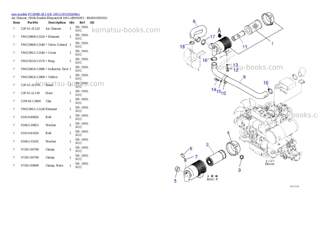 Komatsu PC30MR-5E1 S/N 1001-UP Parts catalog cover Page 2 Komatsu PC30MR-5E1 S/N 1001-UP Parts catalog cover Page 2