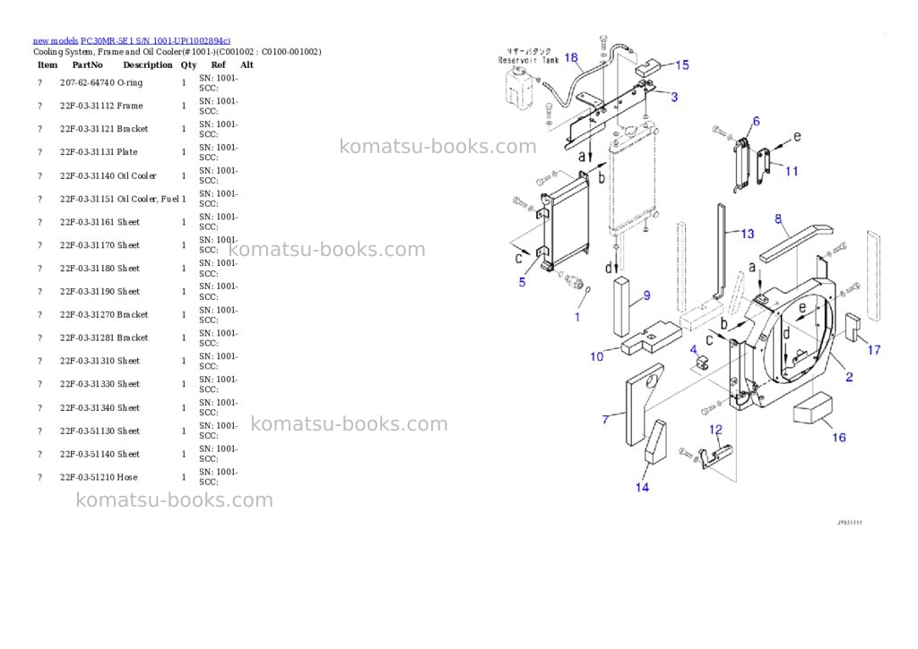Komatsu PC30MR-5E1 S/N 1001-UP Parts catalog cover Page 4 Komatsu PC30MR-5E1 S/N 1001-UP Parts catalog cover Page 4
