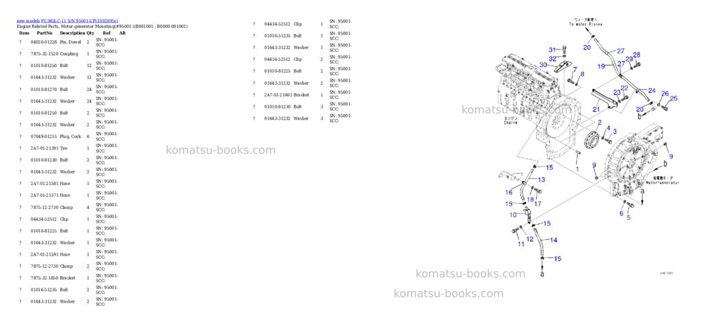 Komatsu PC365LC-11 S/N 95001-UP Parts catalog cover