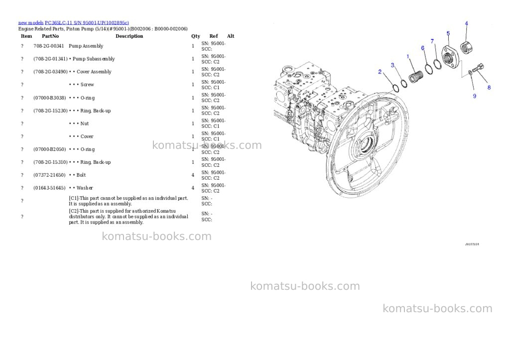 Komatsu PC365LC-11 S/N 95001-UP Parts catalog cover Page 10