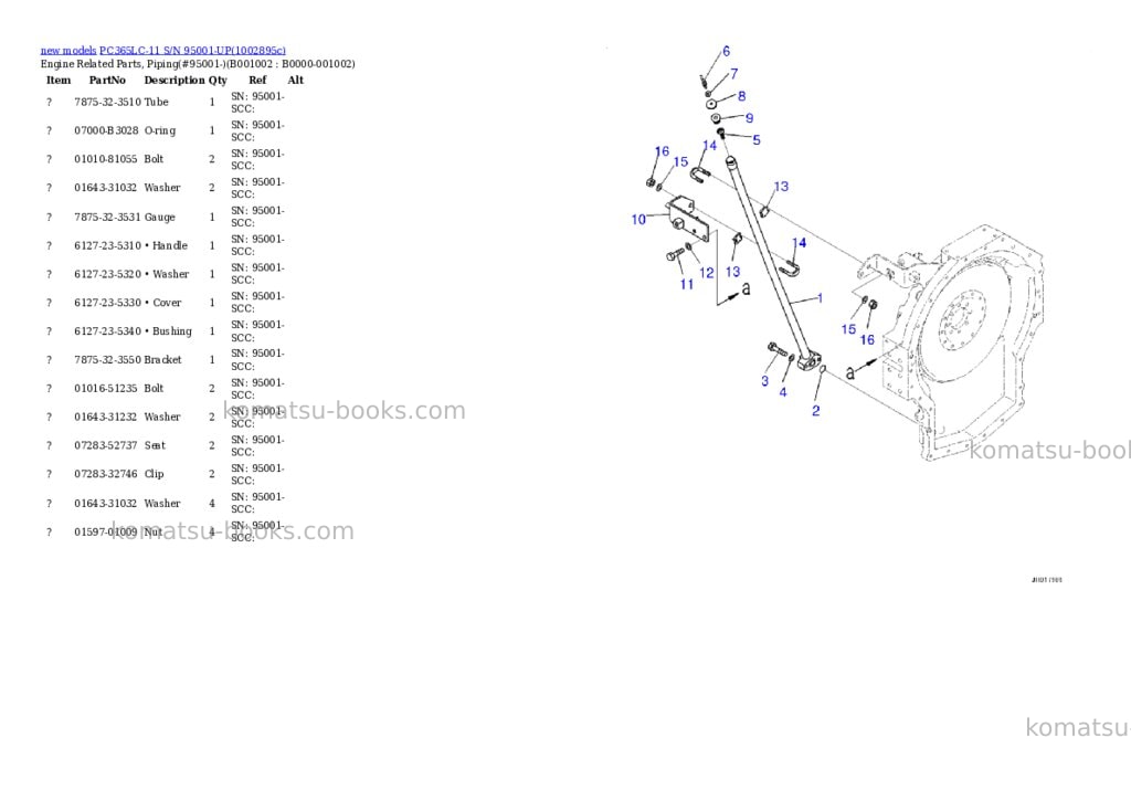 Komatsu PC365LC-11 S/N 95001-UP Parts catalog cover Page 2