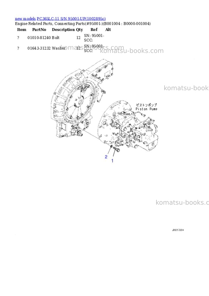 Komatsu PC365LC-11 S/N 95001-UP Parts catalog cover Page 4