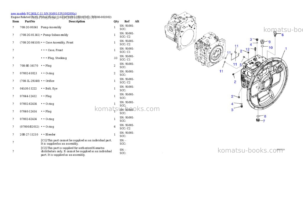 Komatsu PC365LC-11 S/N 95001-UP Parts catalog cover Page 6
