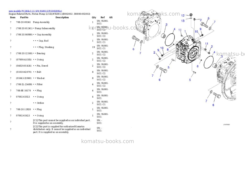 Komatsu PC365LC-11 S/N 95001-UP Parts catalog cover Page 7