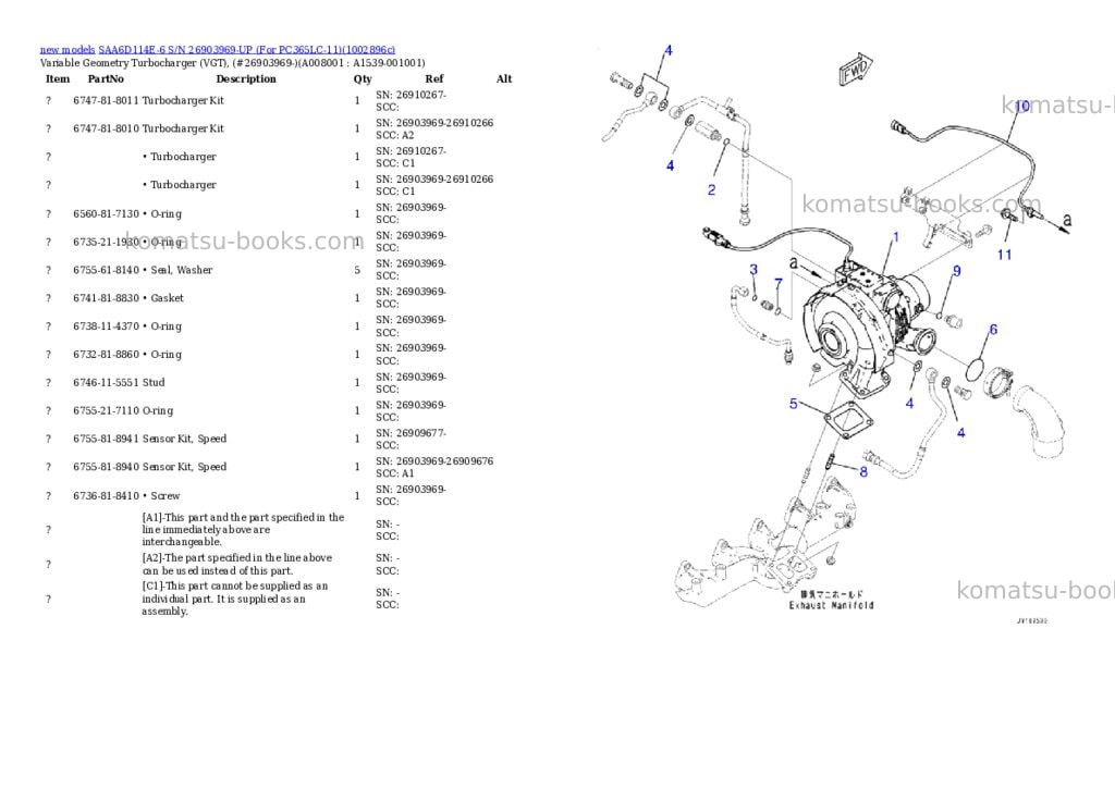 Komatsu SAA6D114E-6 S/N 26903969-UP (For PC365LC-11) Parts catalog cover Page 8