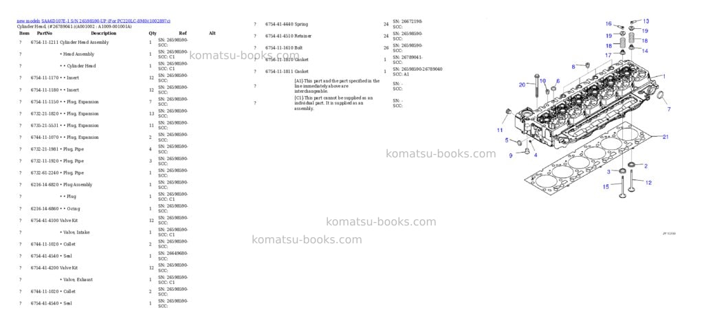 Komatsu SAA6D107E-1 S/N 26598590-UP (For PC220LC-8M0) Parts catalog cover Page 2