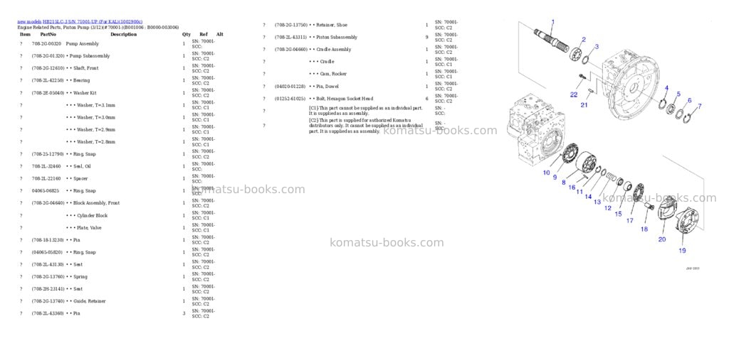 Komatsu HB215LC-3 S/N 71001-UP (For KAL) Parts catalog cover Page 6
