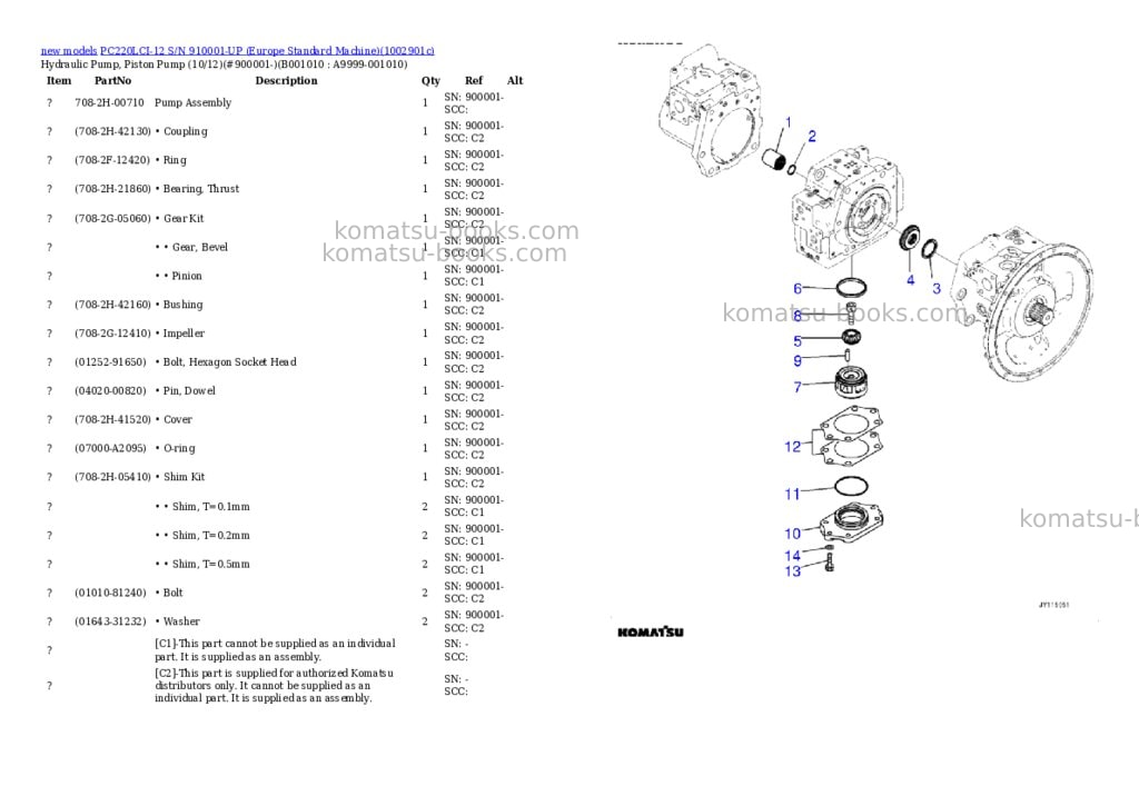 Komatsu PC220LCI-12 S/N 910001-UP (Europe Standard Machine) Parts catalog cover Page 10 Komatsu PC220LCI-12 S/N 910001-UP (Europe Standard Machine) Parts catalog cover Page 10