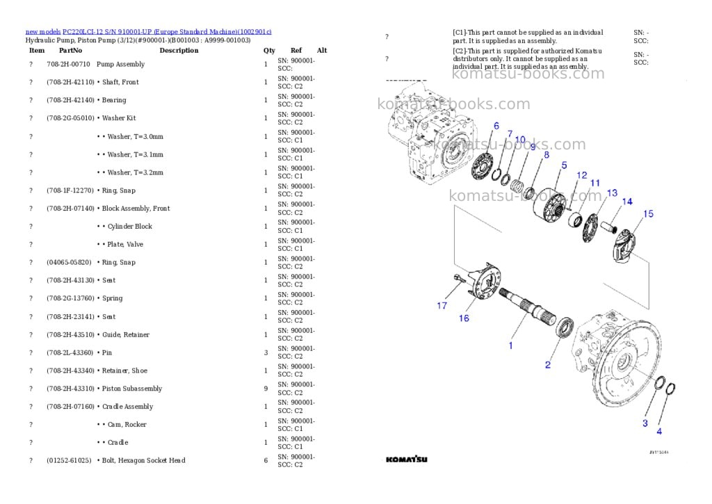 Komatsu PC220LCI-12 S/N 910001-UP (Europe Standard Machine) Parts catalog cover Page 3 Komatsu PC220LCI-12 S/N 910001-UP (Europe Standard Machine) Parts catalog cover Page 3