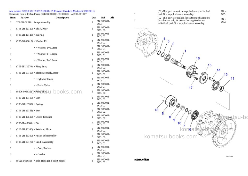 Komatsu PC220LCI-12 S/N 910001-UP (Europe Standard Machine) Parts catalog cover Page 7 Komatsu PC220LCI-12 S/N 910001-UP (Europe Standard Machine) Parts catalog cover Page 7
