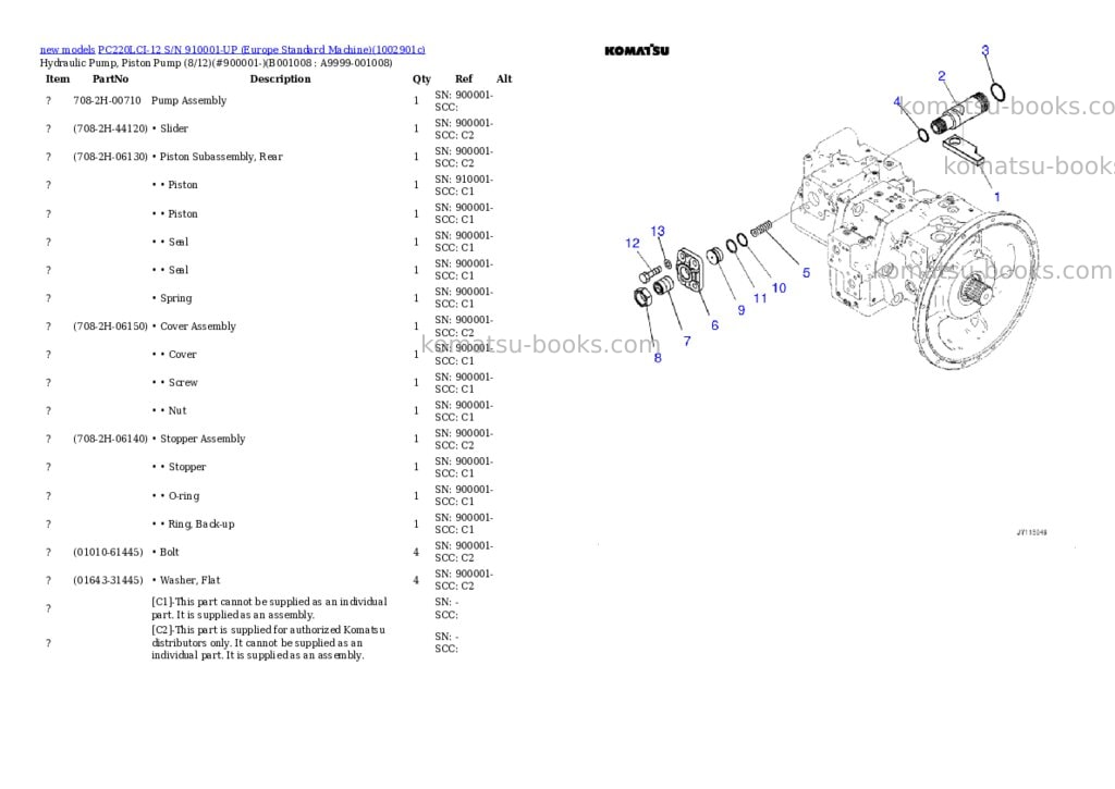 Komatsu PC220LCI-12 S/N 910001-UP (Europe Standard Machine) Parts catalog cover Page 8 Komatsu PC220LCI-12 S/N 910001-UP (Europe Standard Machine) Parts catalog cover Page 8