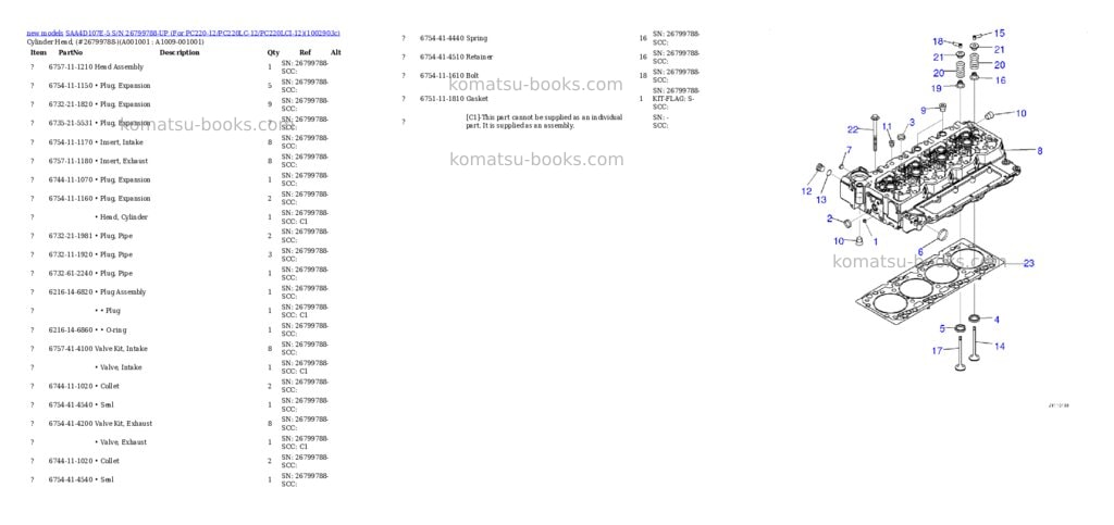 Komatsu SAA4D107E-5 S/N 26799788-UP (For PC220-12/PC220LC-12/PC220LCI-12) Parts catalog cover Komatsu SAA4D107E-5 S/N 26799788-UP (For PC220-12/PC220LC-12/PC220LCI-12) Parts catalog cover