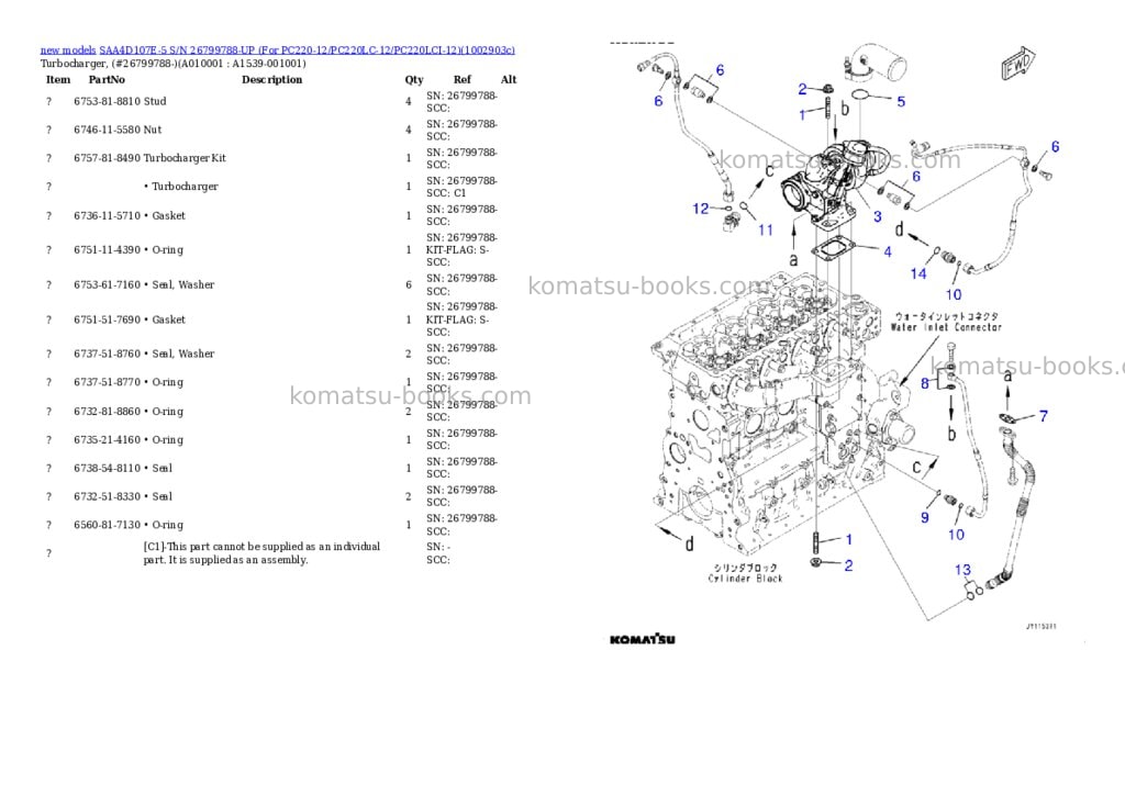 Komatsu SAA4D107E-5 S/N 26799788-UP (For PC220-12/PC220LC-12/PC220LCI-12) Parts catalog cover Page 10 Komatsu SAA4D107E-5 S/N 26799788-UP (For PC220-12/PC220LC-12/PC220LCI-12) Parts catalog cover Page 10