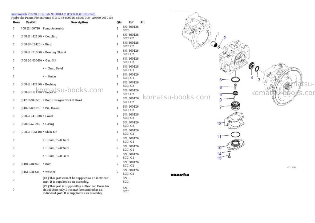 Komatsu PC220LC-12 S/N 910001-UP (For KAL) Parts catalog cover Page 10 Komatsu PC220LC-12 S/N 910001-UP (For KAL) Parts catalog cover Page 10