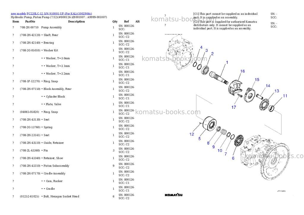 Komatsu PC220LC-12 S/N 910001-UP (For KAL) Parts catalog cover Page 7 Komatsu PC220LC-12 S/N 910001-UP (For KAL) Parts catalog cover Page 7