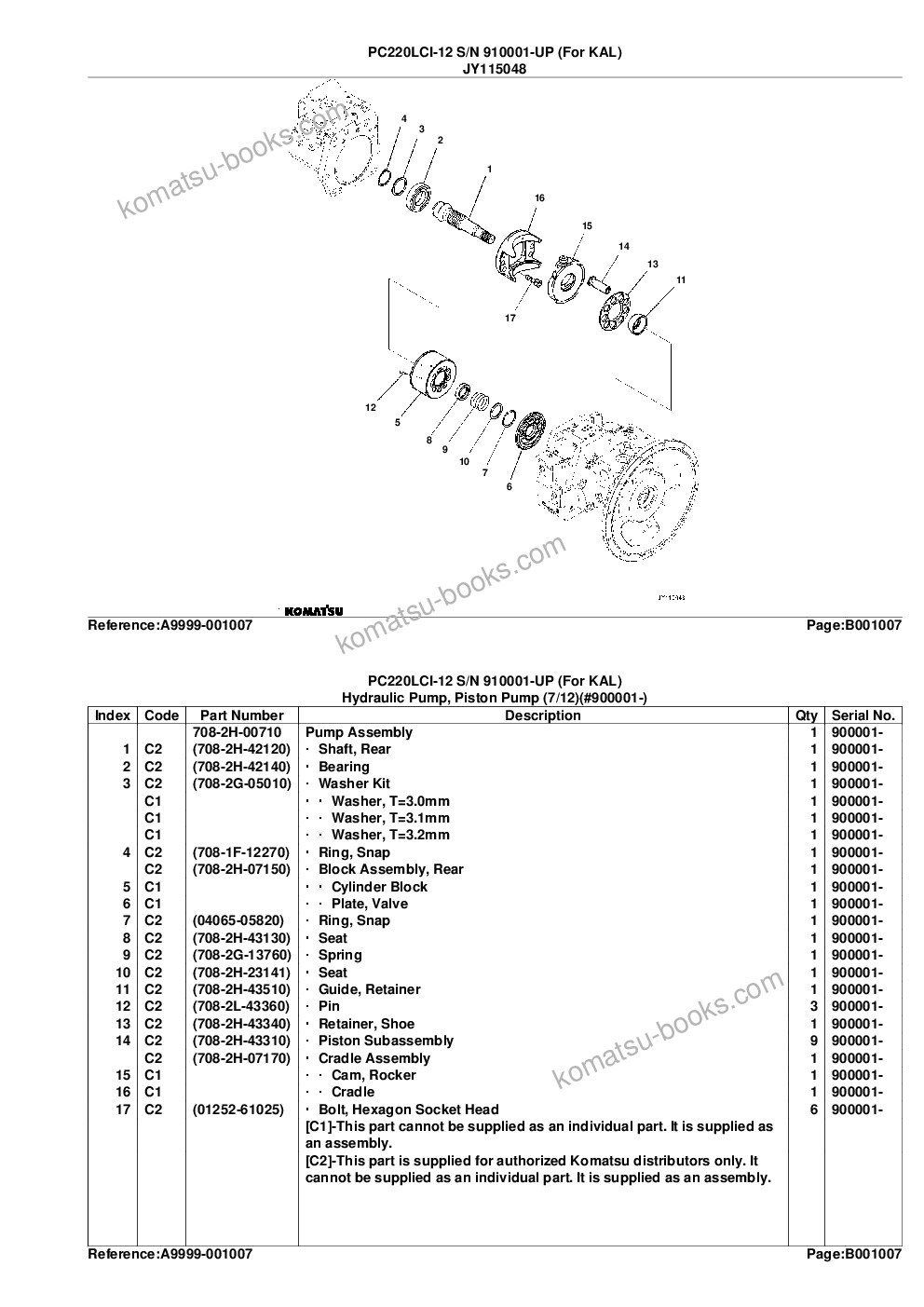 Komatsu PC220LCI-12 S/N 910001-UP (For KAL) Parts catalog cover Page 10