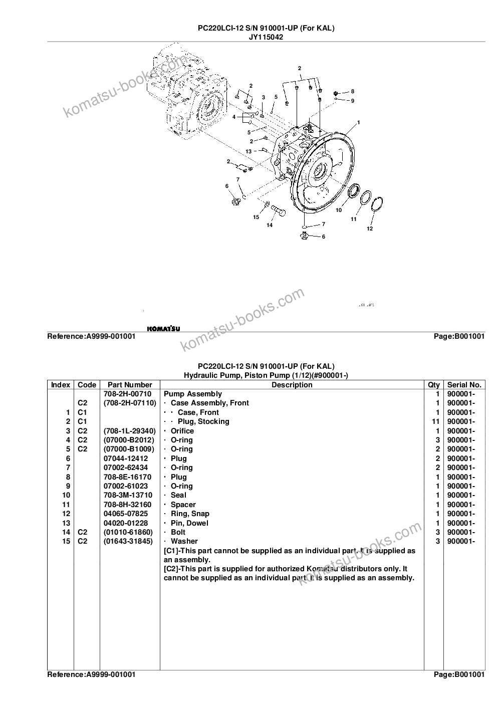Komatsu PC220LCI-12 S/N 910001-UP (For KAL) Parts catalog cover Page 4