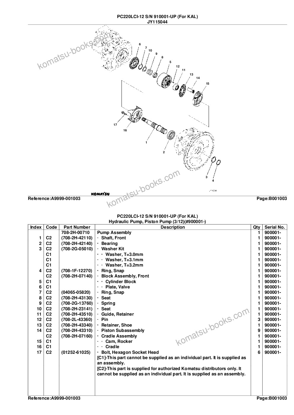 Komatsu PC220LCI-12 S/N 910001-UP (For KAL) Parts catalog cover Page 6