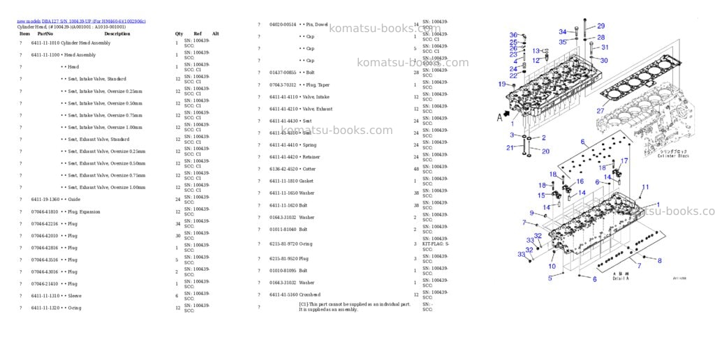Komatsu DBA127 S/N 100439-UP (For HM460-6) Parts catalog cover Komatsu DBA127 S/N 100439-UP (For HM460-6) Parts catalog cover