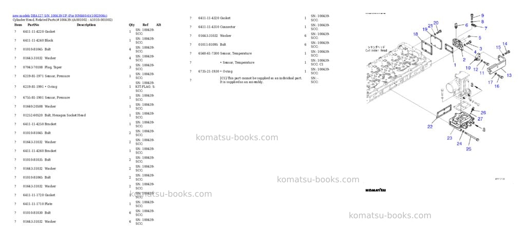 Komatsu DBA127 S/N 100439-UP (For HM460-6) Parts catalog cover Page 2 Komatsu DBA127 S/N 100439-UP (For HM460-6) Parts catalog cover Page 2