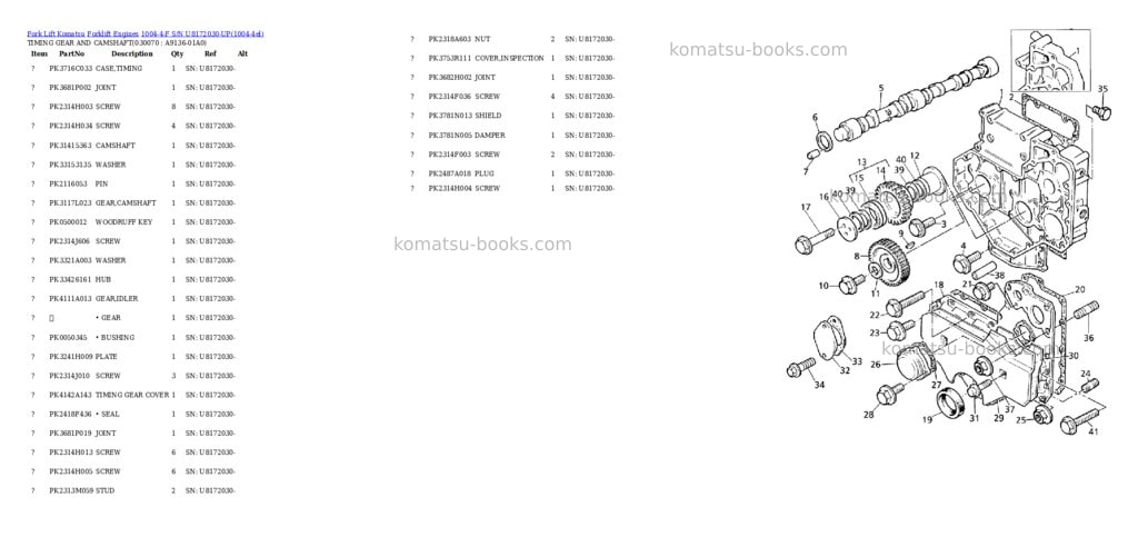 Komatsu 1004-4-f s/n u8172030-up Parts catalog cover Page 6 Komatsu 1004-4-f s/n u8172030-up Parts catalog cover Page 6