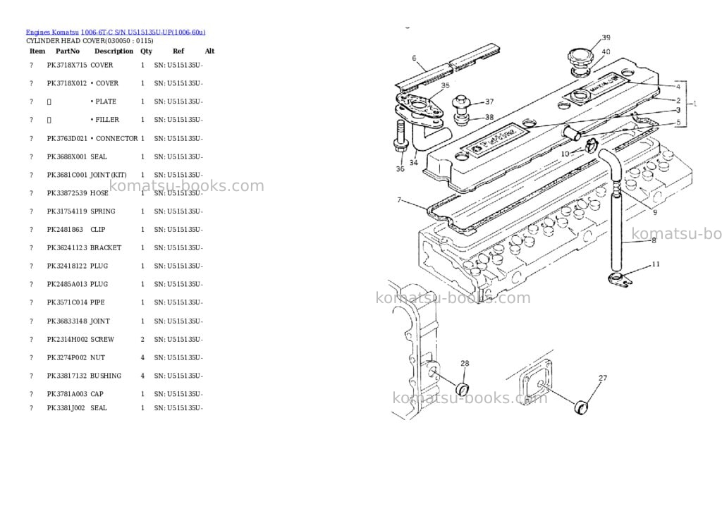 Komatsu 1006-6t-c s/n u515135u-up Parts catalog cover Page 4 Komatsu 1006-6t-c s/n u515135u-up Parts catalog cover Page 4